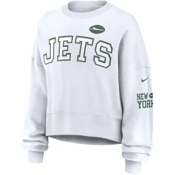 Women New York Jets Sweatshirts & Fleece | Women^Women's Nike White Oversized Long Sleeve Cropped Sweatshirt