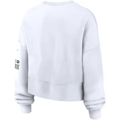 Women New York Jets Sweatshirts & Fleece | Women^Women's Nike White Oversized Long Sleeve Cropped Sweatshirt