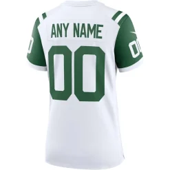 Women New York Jets Jerseys | Women^Women's Nike White Classic Alternate Custom Replica Jersey