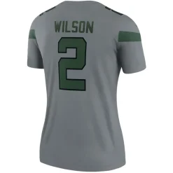 Women New York Jets Jerseys | Women^Women's Nike Zach Wilson Gray Inverted Legend Player Performance Top