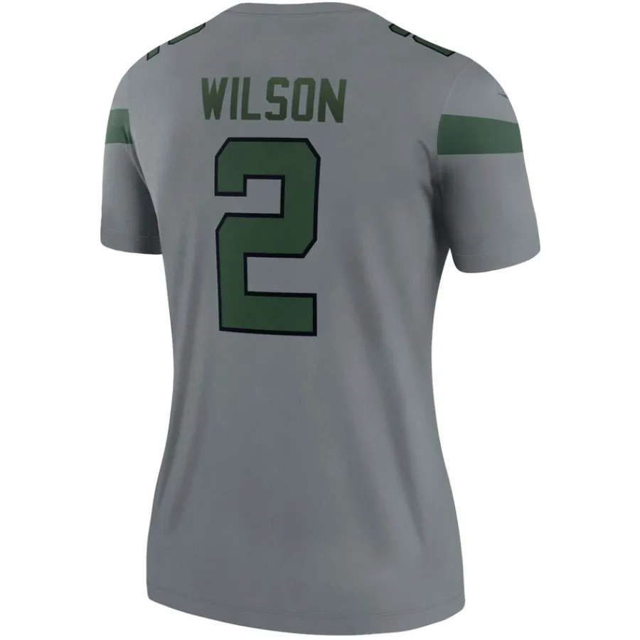 Women New York Jets Jerseys | Women^Women's Nike Zach Wilson Gray Inverted Legend Player Performance Top