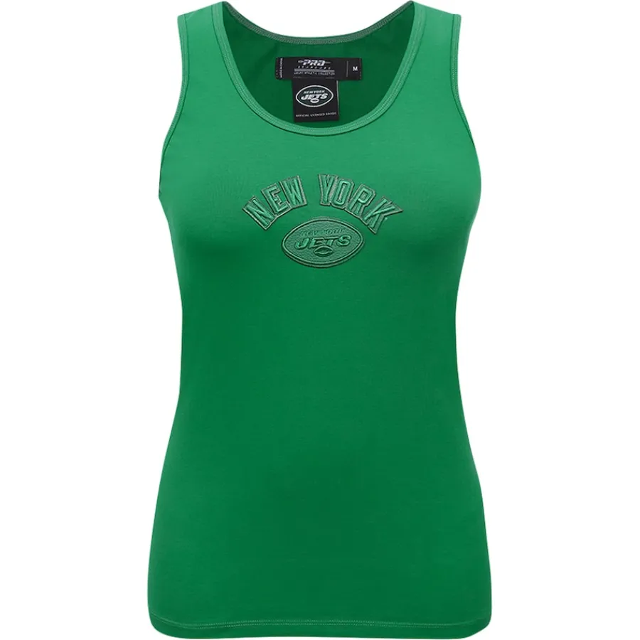 New York Jets Tank Tops^Women's Pro Standard Kelly Green Triple Tonal Racerback Tank Top