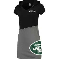 Women New York Jets Dresses & Skirts^Women's Refried Apparel Black/Gray Sustainable Hooded Mini Dress