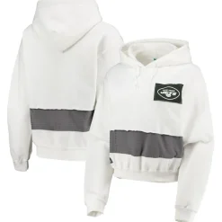 Women New York Jets Sweatshirts & Fleece | Women^Women's Refried Apparel White Sustainable Crop Dolman Pullover Hoodie