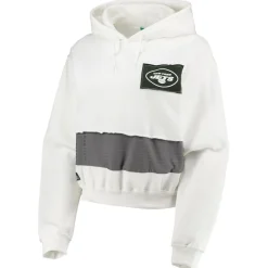 Women New York Jets Sweatshirts & Fleece | Women^Women's Refried Apparel White Sustainable Crop Dolman Pullover Hoodie