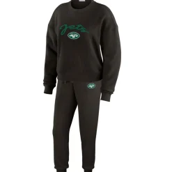 Women New York Jets Underwear & Sleepwear^Women's WEAR By Erin Andrews Cream Plus Size Knitted Tri-Blend Long Sleeve T-Shirt & Pants Lounge Set