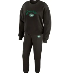 Women New York Jets Underwear & Sleepwear^Women's WEAR By Erin Andrews Cream Plus Size Knitted Tri-Blend Long Sleeve T-Shirt & Pants Lounge Set