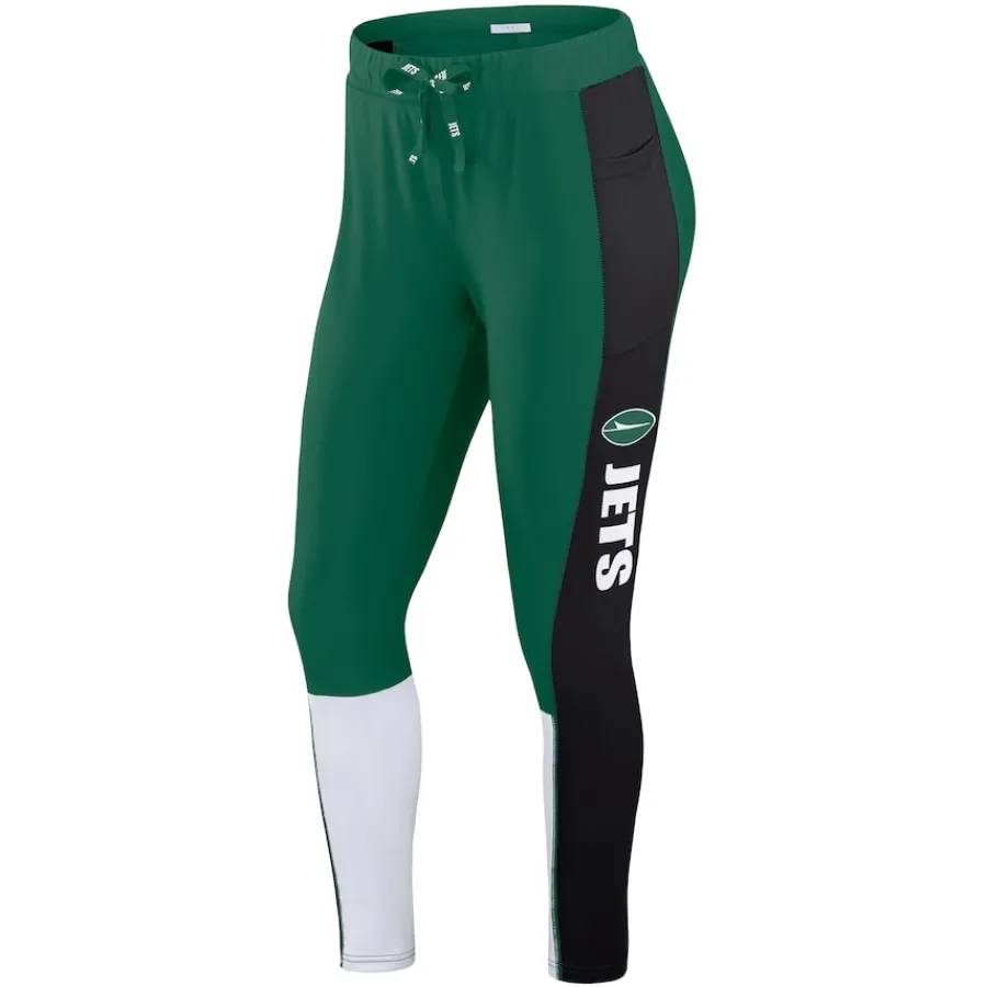Women New York Jets Shorts & Pants^Women's WEAR By Erin Andrews Green/Black Color-Block Leggings