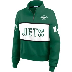 Women New York Jets Jackets | Sweatshirts & Fleece^Women's WEAR By Erin Andrews Green Quarter-Zip Jacket