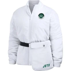 Women New York Jets Jackets^Women's WEAR By Erin Andrews White Packaway Full-Zip Puffer Jacket