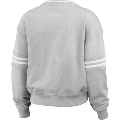 Women New York Jets Sweatshirts & Fleece | Women^Women's WEAR By Erin Andrews Heather Gray Crest Cropped Pullover Sweatshirt