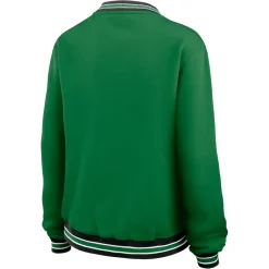Women New York Jets Sweatshirts & Fleece | Women^Women's WEAR By Erin Andrews Green Oversized Long Sleeve V-Neck Sweatshirt
