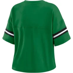 Women New York Jets T-Shirts | Women^Women's WEAR By Erin Andrews Kelly Green Color Block Boxy V-Neck T-Shirt