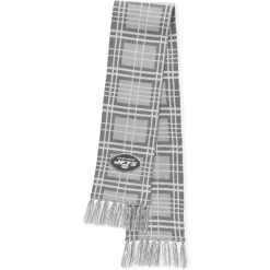 Women New York Jets Hats | Women^Women's WEAR By Erin Andrews Plaid Knit Hat With Pom & Scarf Set