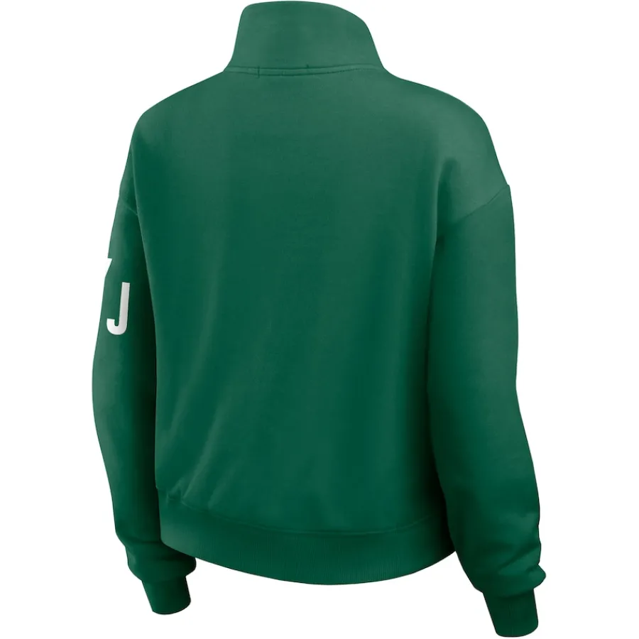 Women New York Jets Jackets | Sweatshirts & Fleece^Women's WEAR By Erin Andrews Green Quarter-Zip Jacket