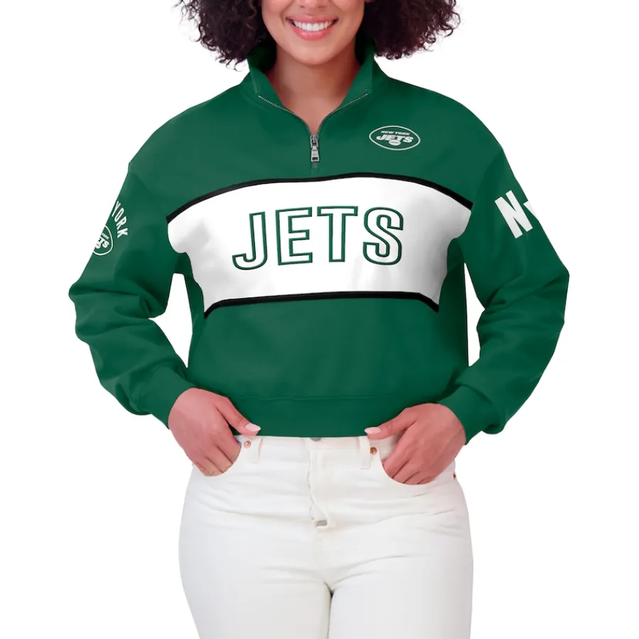 Women New York Jets Jackets | Sweatshirts & Fleece^Women's WEAR By Erin Andrews Green Quarter-Zip Jacket