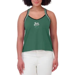 Women New York Jets T-Shirts | Women^Women's WEAR By Erin Andrews Green Cross Strap Tri-Blend Tank Top