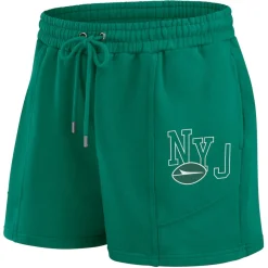 Women New York Jets Underwear & Sleepwear^Women's WEAR By Erin Andrews Green Washed Fleece Long Sleeve T-Shirt & Shorts Lounge Set