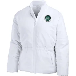 Women New York Jets Jackets^Women's WEAR By Erin Andrews White Packaway Full-Zip Puffer Jacket