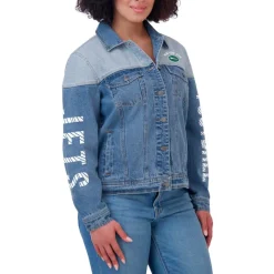 Women New York Jets Jackets^Women's WEAR By Erin Andrews Full-Button Denim Jacket