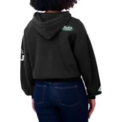 Women New York Jets Jackets^Women's WEAR By Erin Andrews Black Patch Quarter-Zip Pullover Hoodie