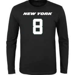 Kids New York Jets T-Shirts | Kids^Youth Aaron Rodgers Black Mainliner Player Name & Number Long Sleeve T-Shirt
