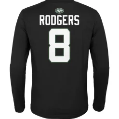 Kids New York Jets T-Shirts | Kids^Youth Aaron Rodgers Black Mainliner Player Name & Number Long Sleeve T-Shirt