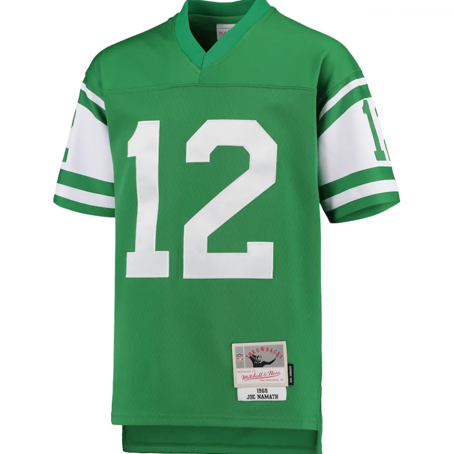 Kids New York Jets Jerseys | Kids^Youth Mitchell & Ness Joe Namath Green 1968 Legacy Retired Player Jersey