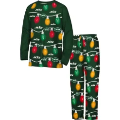 Kids New York Jets Underwear & Sleepwear^Youth Two-Piece Garland Holiday Long Sleeve Pajama Set