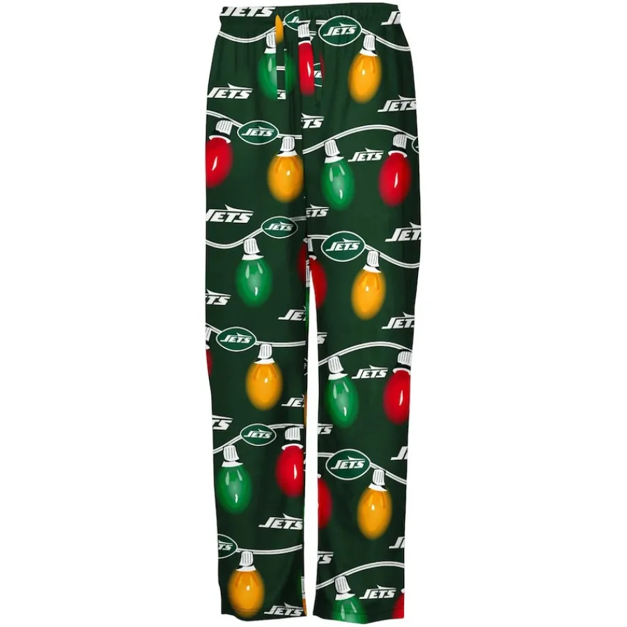 Kids New York Jets Underwear & Sleepwear^Youth Two-Piece Garland Holiday Long Sleeve Pajama Set