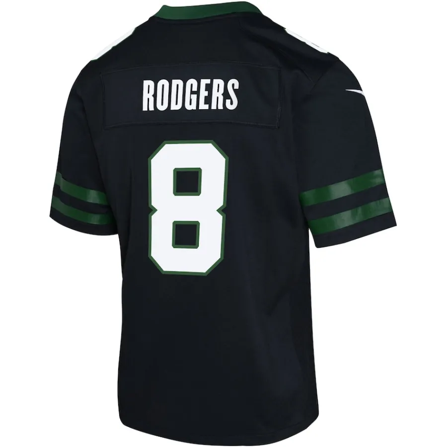Kids New York Jets Jerseys | Kids^Youth Nike Aaron Rodgers Legacy Black Alternate Game Jersey