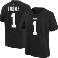 Kids New York Jets T-Shirts | Kids^Youth Nike Ahmad Sauce Gardner Black Player Name & Number T-Shirt