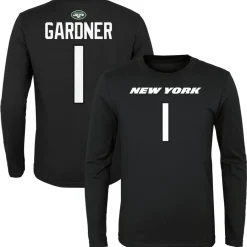 Kids New York Jets T-Shirts | Kids^Youth Sauce Gardner Black Mainliner Player Name & Number Long Sleeve T-Shirt