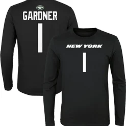Kids New York Jets T-Shirts | Kids^Youth Sauce Gardner Black Mainliner Player Name & Number Long Sleeve T-Shirt