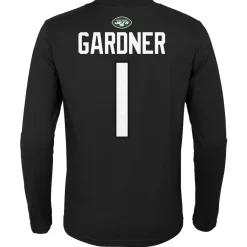 Kids New York Jets T-Shirts | Kids^Youth Sauce Gardner Black Mainliner Player Name & Number Long Sleeve T-Shirt